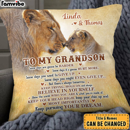 Personalized Gift For Grandson Lion Believe In Yourself Pillow