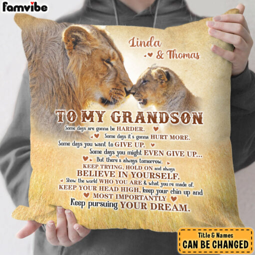 Personalized Gift For Grandson Lion Believe In Yourself Pillow