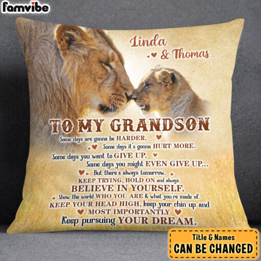 Personalized Gift For Grandson Lion Believe In Yourself Pillow