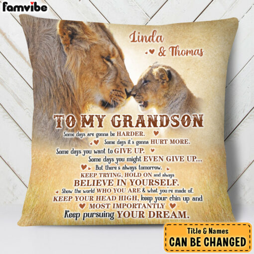 Personalized Gift For Grandson Lion Believe In Yourself Pillow