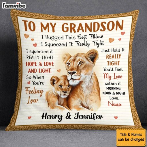 Personalized Gift For Grandson Lion Hug This Pillow