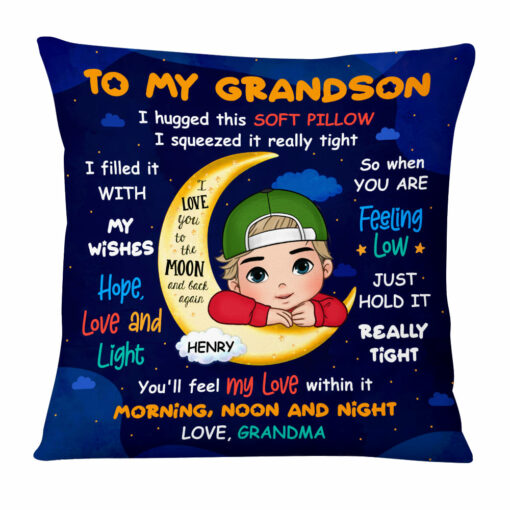 Personalized Gift For Grandson Love You To The Moon And Back Pillow