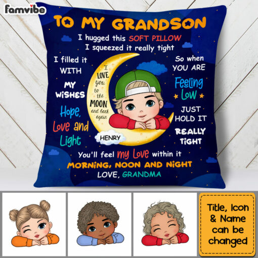 Personalized Gift For Grandson Love You To The Moon And Back Pillow