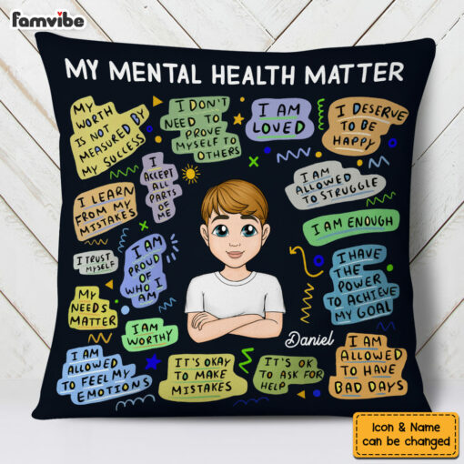 Personalized Gift For Grandson Metal Heath Matter Pillow