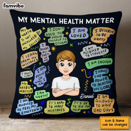 Personalized Gift For Grandson Metal Heath Matter Pillow