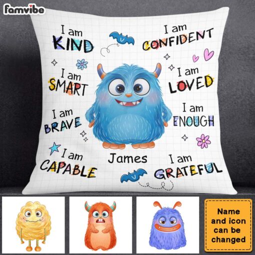 Personalized Gift For Grandson Monster I Am Kind Pillow