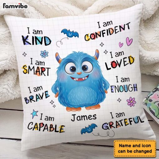 Personalized Gift For Grandson Monster I Am Kind Pillow