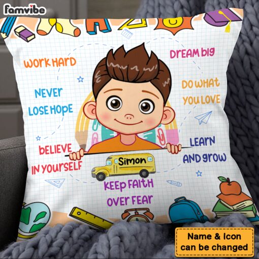 Personalized Gift For Grandson Motivation Colorful Pillow