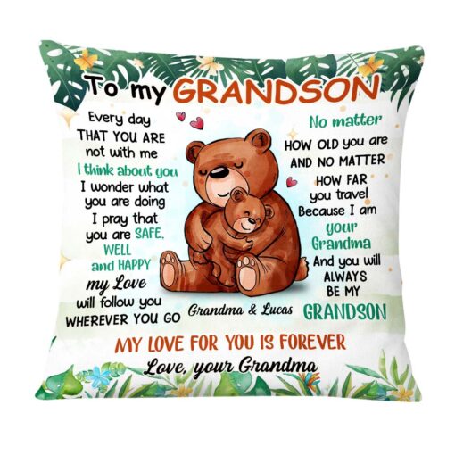 Personalized Gift For Grandson My Love Will Follow You Wherever You Go Pillow