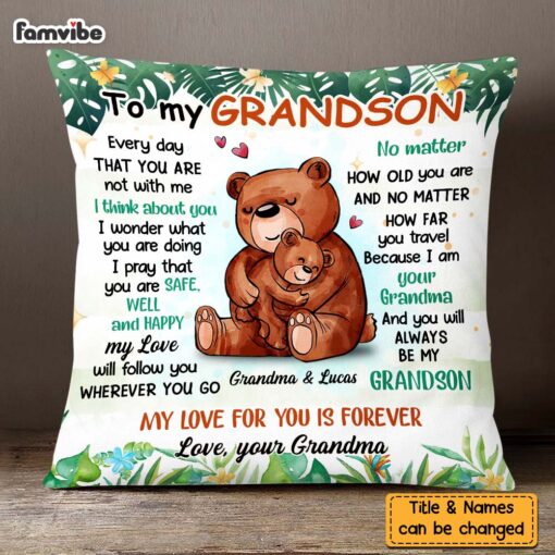 Personalized Gift For Grandson My Love Will Follow You Wherever You Go Pillow