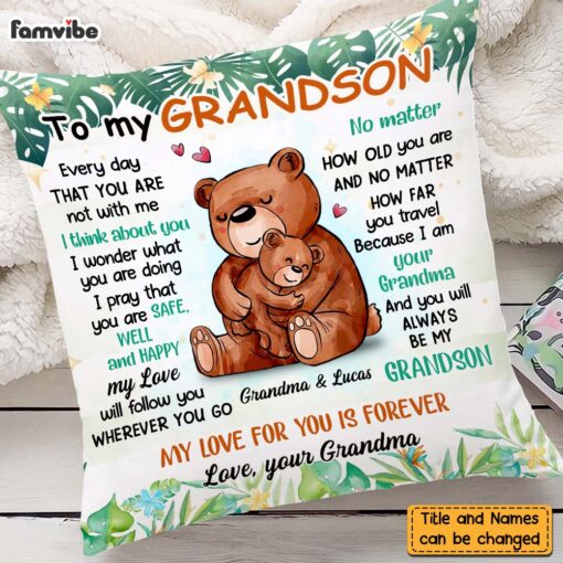 Personalized Gift For Grandson My Love Will Follow You Wherever You Go Pillow