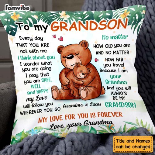 Personalized Gift For Grandson My Love Will Follow You Wherever You Go Pillow