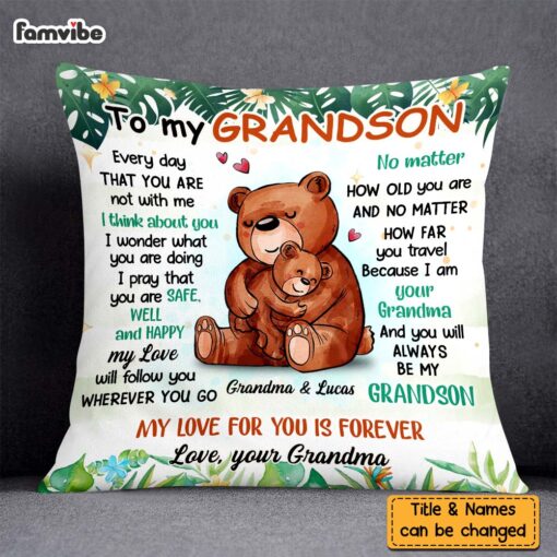 Personalized Gift For Grandson My Love Will Follow You Wherever You Go Pillow