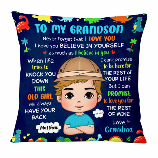 Personalized Gift For Grandson Never Forget I Love You Dinosaur Pillow