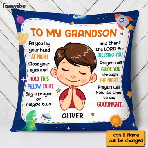 Personalized Gift For Grandson Night Prayer Pillow