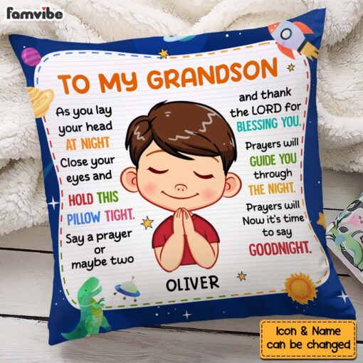 Personalized Gift For Grandson Night Prayer Pillow