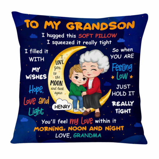 Personalized Gift For Grandson On The Moon Pillow