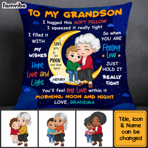 Personalized Gift For Grandson On The Moon Pillow