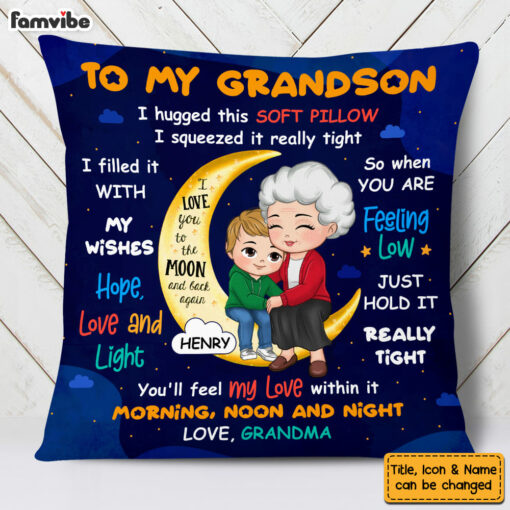 Personalized Gift For Grandson On The Moon Pillow