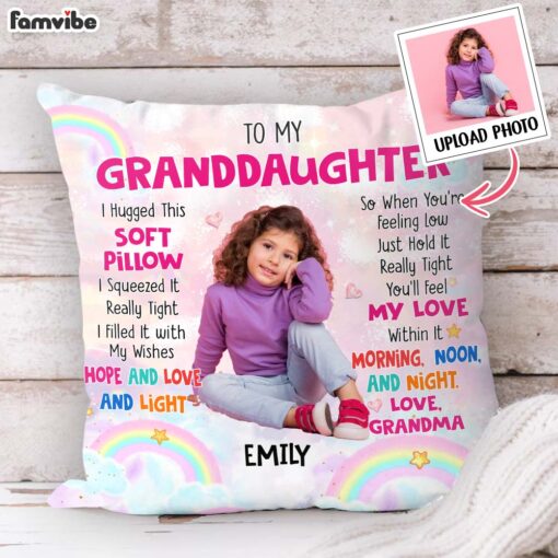 Personalized Gift For Grandson Photo Hug This Pillow