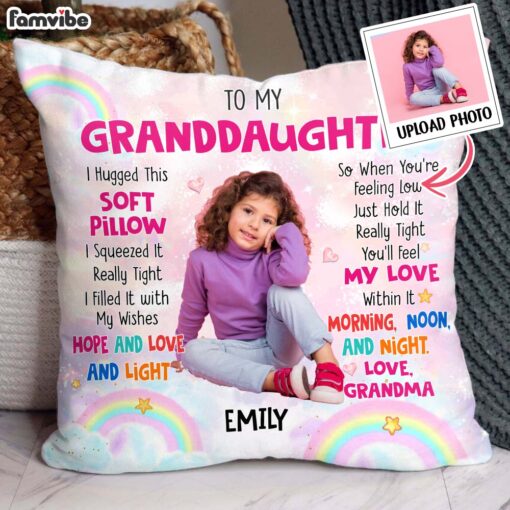 Personalized Gift For Grandson Photo Hug This Pillow