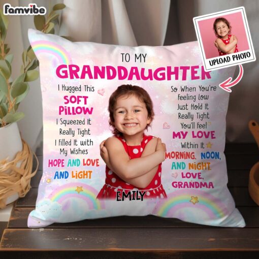 Personalized Gift For Grandson Photo Hug This Pillow