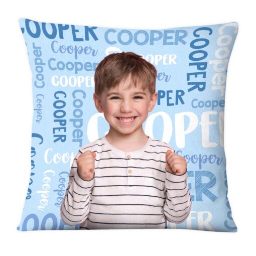 Personalized Gift For Grandson Photo Name Background Pillow