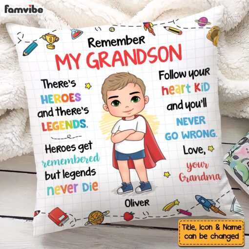 Personalized Gift For Grandson Pillow