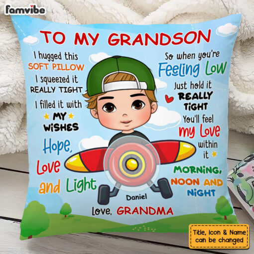 Personalized Gift For Grandson Pilot Pillow