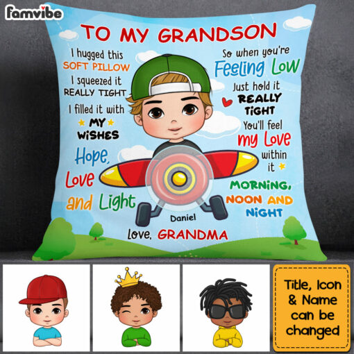 Personalized Gift For Grandson Pilot Pillow