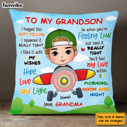 Personalized Gift For Grandson Pilot Pillow