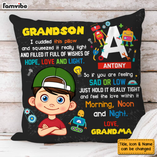 Personalized Gift For Grandson Robot Theme Pillow