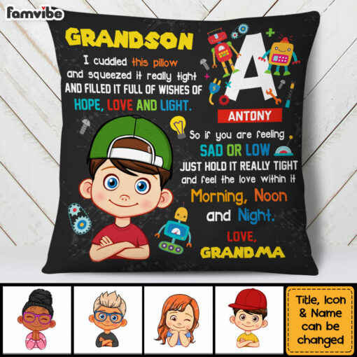 Personalized Gift For Grandson Robot Theme Pillow