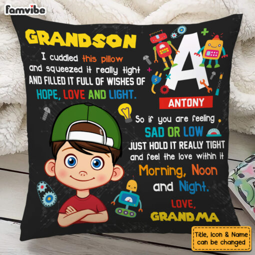 Personalized Gift For Grandson Robot Theme Pillow