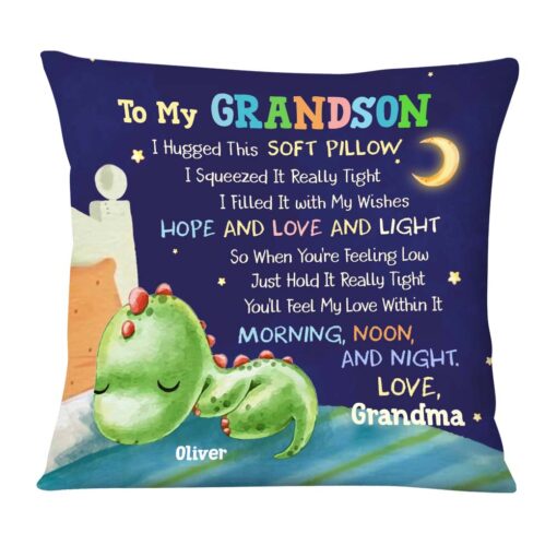 Personalized Gift For Grandson Sleeping Dino To my Grandson Pillow