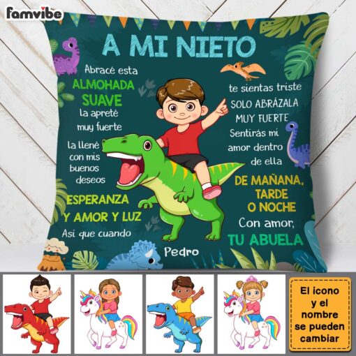 Personalized Gift For Grandson Spanish Hug This Pillow