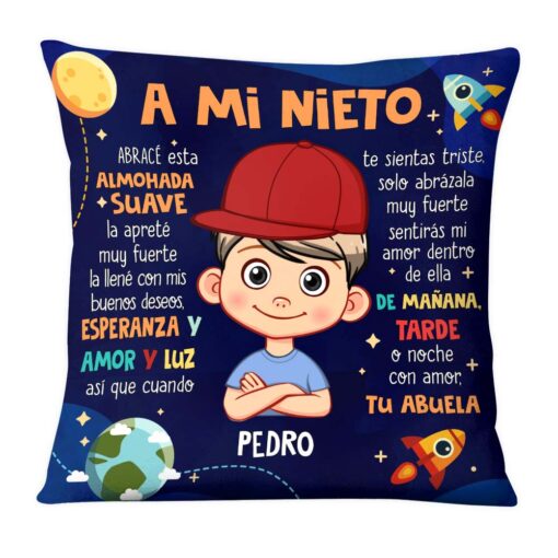 Personalized Gift For Grandson Spanish Pillow