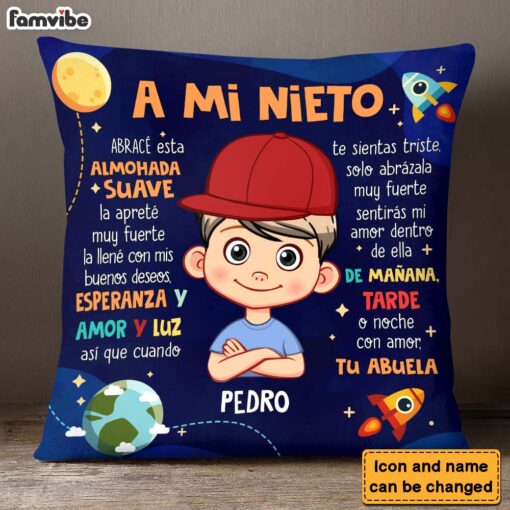 Personalized Gift For Grandson Spanish Pillow