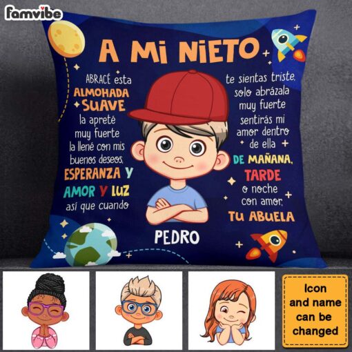 Personalized Gift For Grandson Spanish Pillow