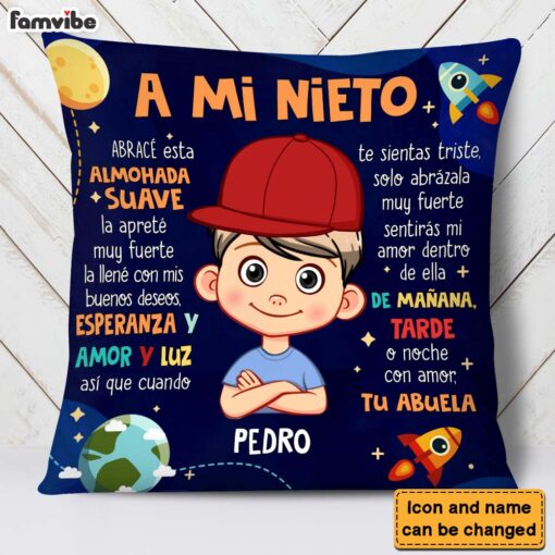 Personalized Gift For Grandson Spanish Pillow