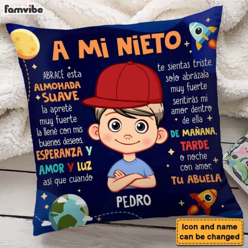 Personalized Gift For Grandson Spanish Pillow