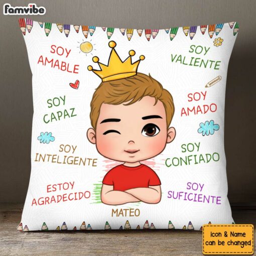 Personalized Gift For Grandson Spanish Soy Amable Pillow