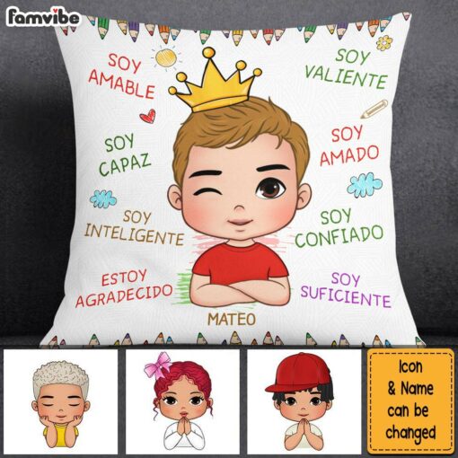 Personalized Gift For Grandson Spanish Soy Amable Pillow