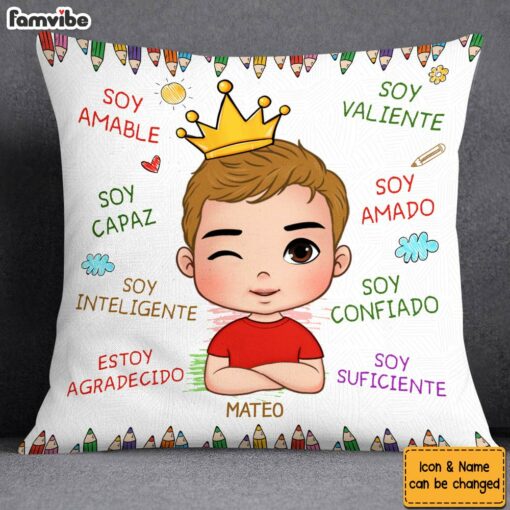 Personalized Gift For Grandson Spanish Soy Amable Pillow