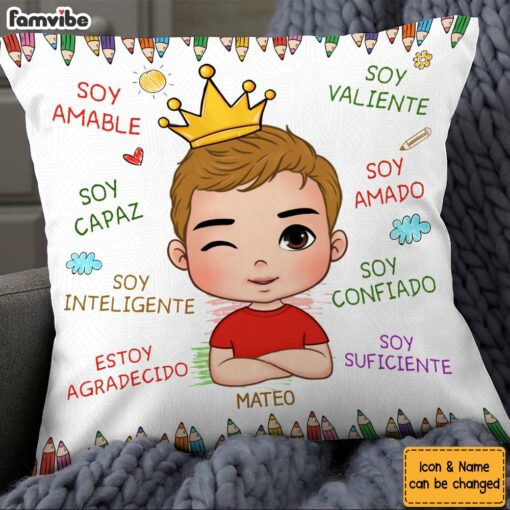 Personalized Gift For Grandson Spanish Soy Amable Pillow