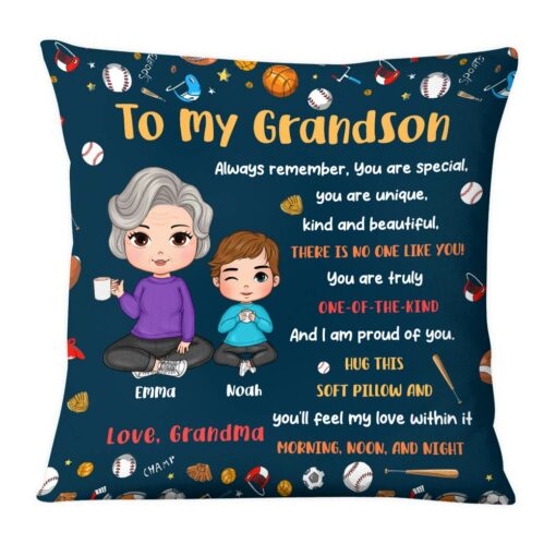 Personalized Gift For Grandson Sport Theme Hug This Pillow