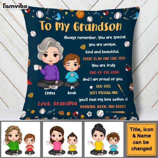 Personalized Gift For Grandson Sport Theme Hug This Pillow