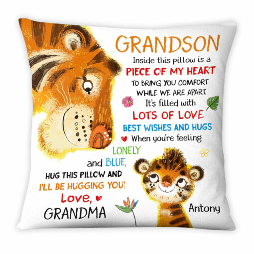 Personalized Gift For Grandson Tiger Hug This Pillow