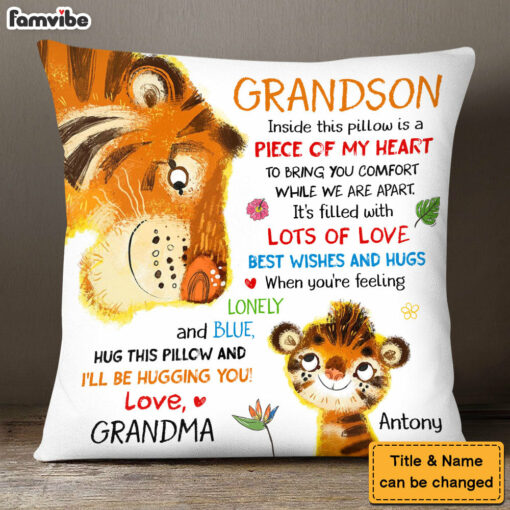 Personalized Gift For Grandson Tiger Hug This Pillow