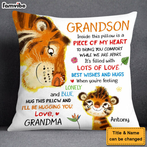 Personalized Gift For Grandson Tiger Hug This Pillow